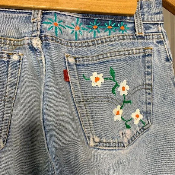 80s Levi’s 501’s Thrashed/Embellished - Picture 7 of 14